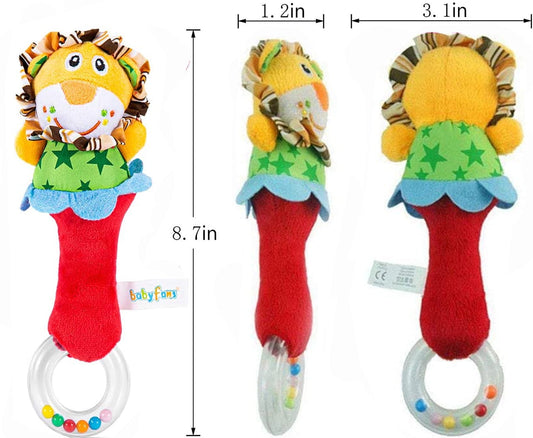 Homaful 2 Pack Baby Soft Rattle Toys Fabric Ring Rattles Shaker Infant Handbells Early Development Hand Grab Sensory Toys Stuffed Animal for 3 6 9 12 Months and Newborn Toddler Boy Girl Birthday Gift