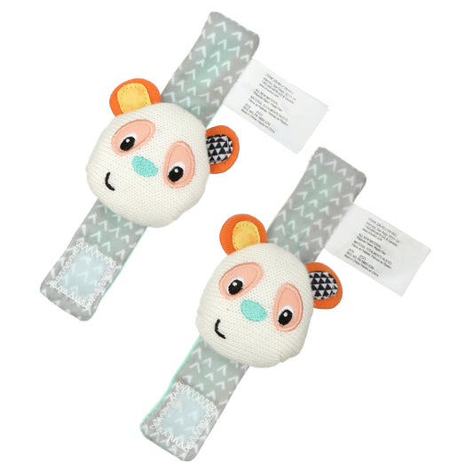 Infantino See Play N' Go Baby Wrist Rattles, Monkey and Panda, for Babies 0+ Months, 2-Count