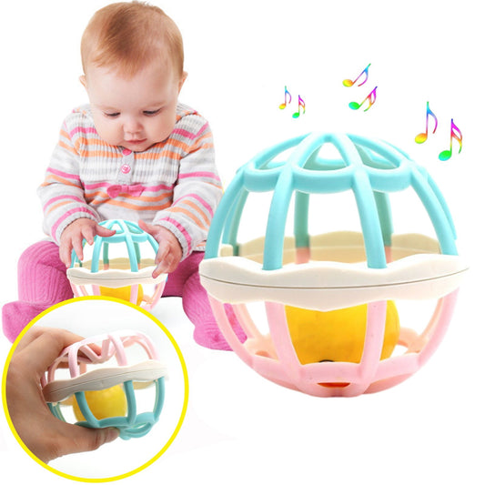 PEONAVET Baby Rattle Ball Infant Soft Rubber Rattles Press The Soothing Newborn Kid Early Education Fitness Soft Rubber Ball Hand Grasping Ball 0-1 Years Old Christmas Gifts on Clearance