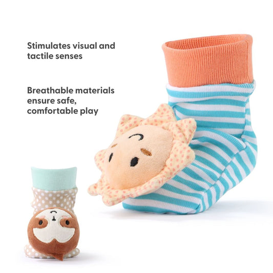 The Peanutshell Boho 5-Pc Wrist & Sock Baby Rattle Set Baby Toys Baby Shower Gifts