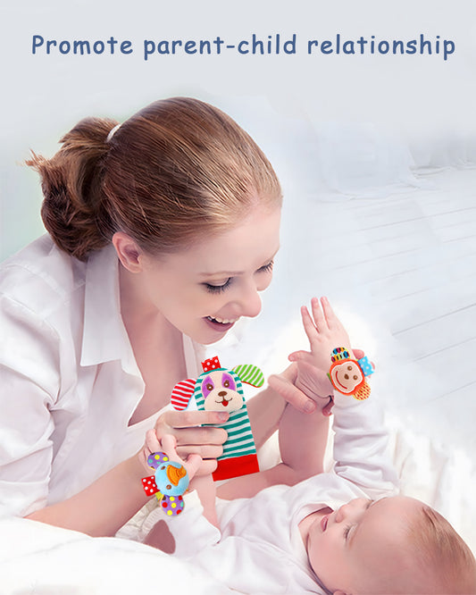 Wrist Rattles Foot Finder Rattle Sock Baby Rattle Toy, Arm Hand Bracelet Rattle, Feet Leg Ankle Socks, Birthday Holiday Birth Present for Newborn Boy Girl
