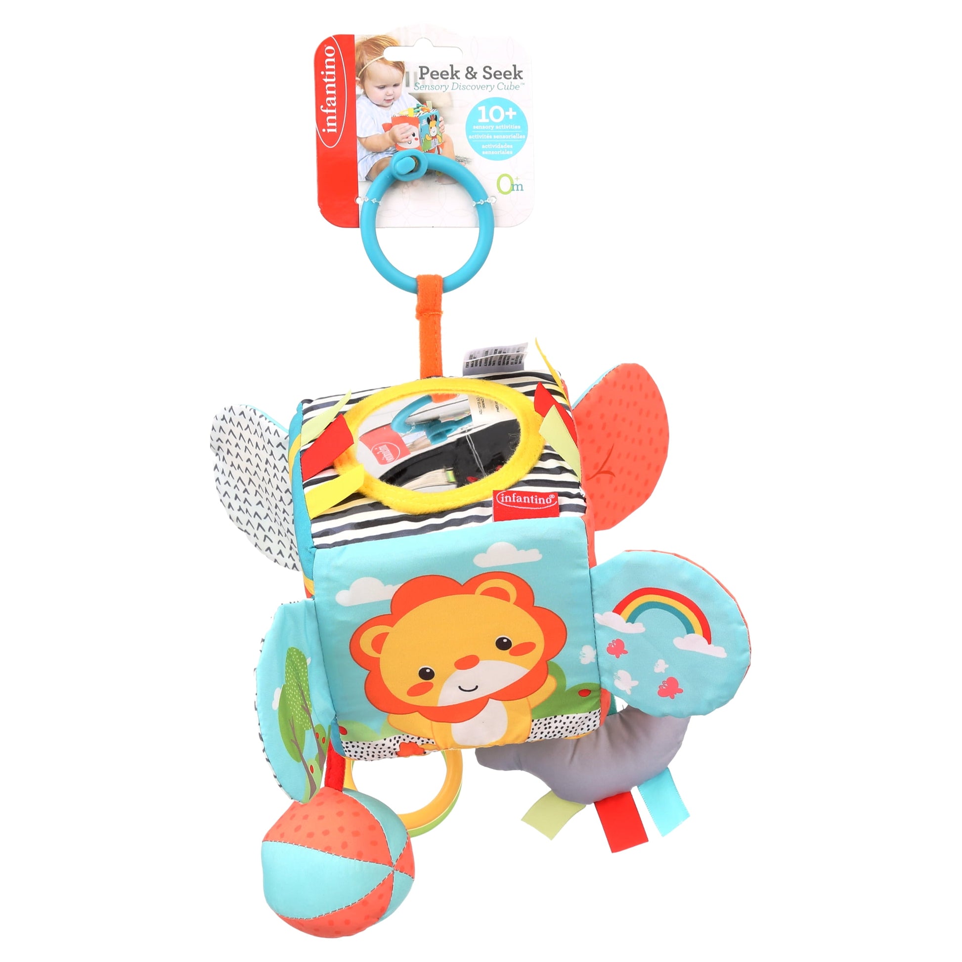 Infantino Big Top Discovery Cube with Clacker Rings, Plush Toy, Age Group 6-12 Months, Multicolor