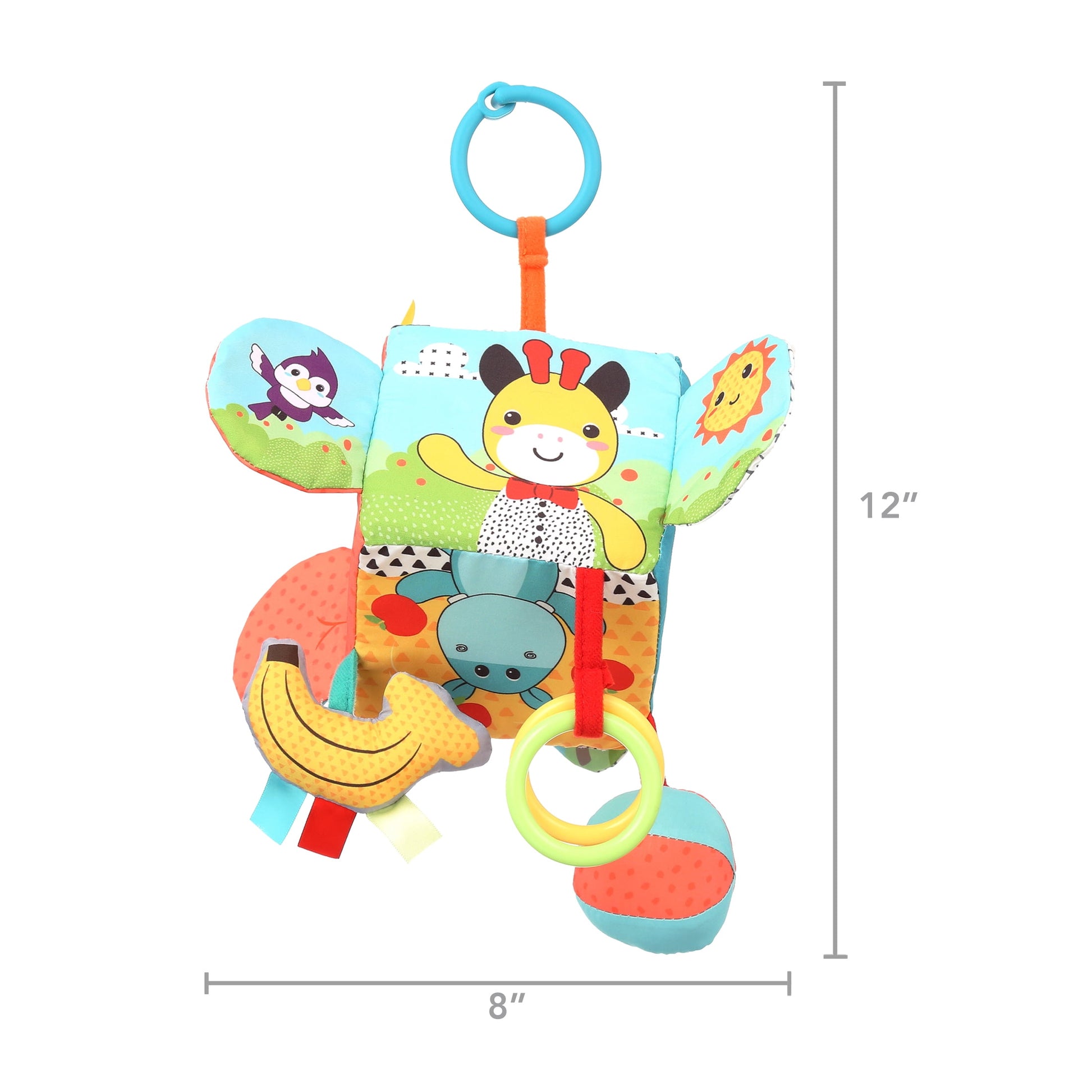 Infantino Big Top Discovery Cube with Clacker Rings, Plush Toy, Age Group 6-12 Months, Multicolor