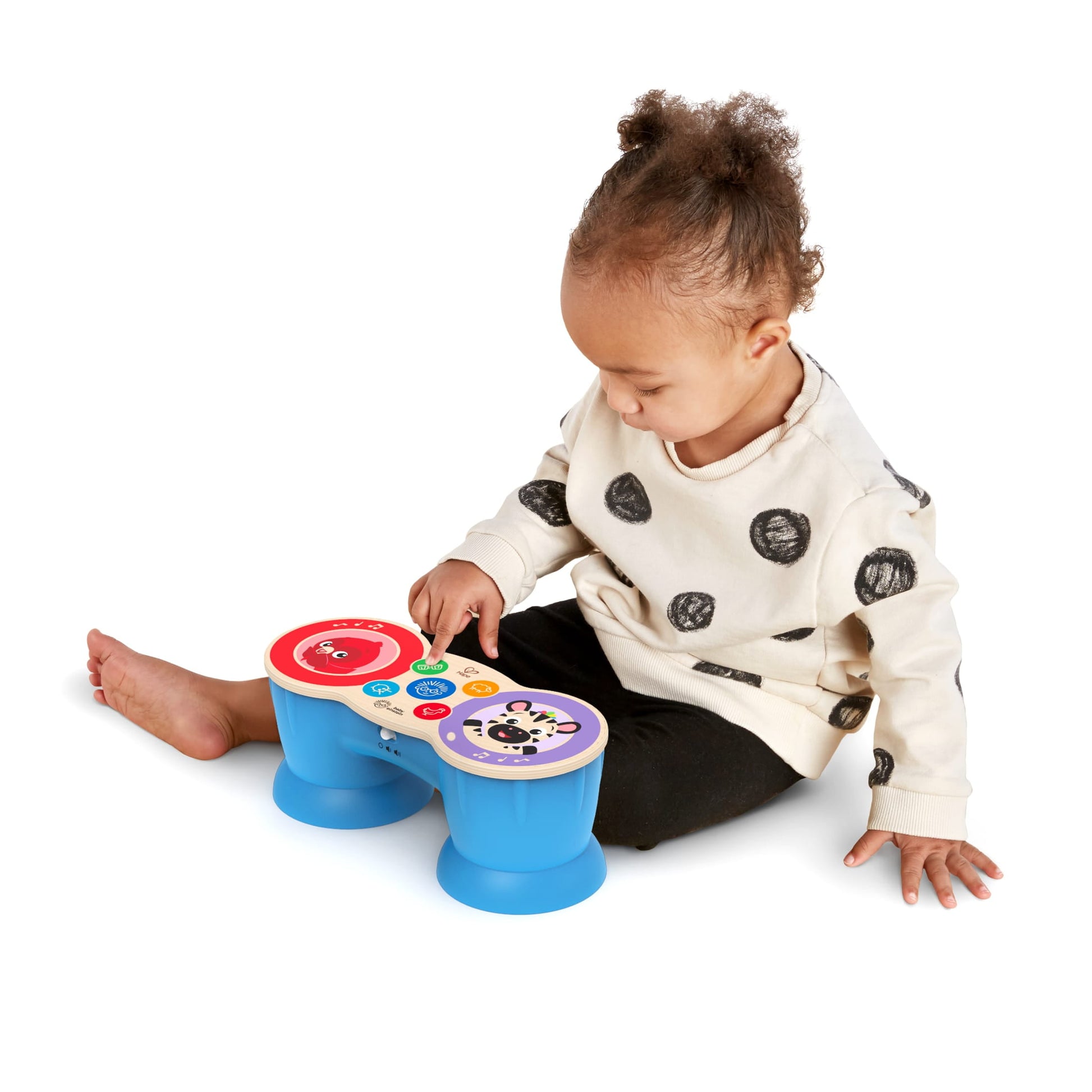 Baby Einstein & Hape Upbeat Tunes Magic Touch Wooden Drums​ Infant and Toddler Musical Toy, Unisex