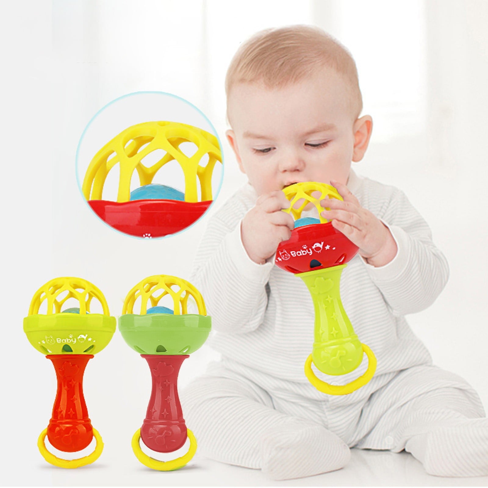 Twfbrm Baby Rattles Toy Set, Baby Toys 0-6 Months Infant Toys 6-12 Months Teethers for Babies 3-6 Months Basket Stuffers Gifts, Sensory Teething Toys 0 1 2 3 4 5 6 Month Newborn Boy Girl