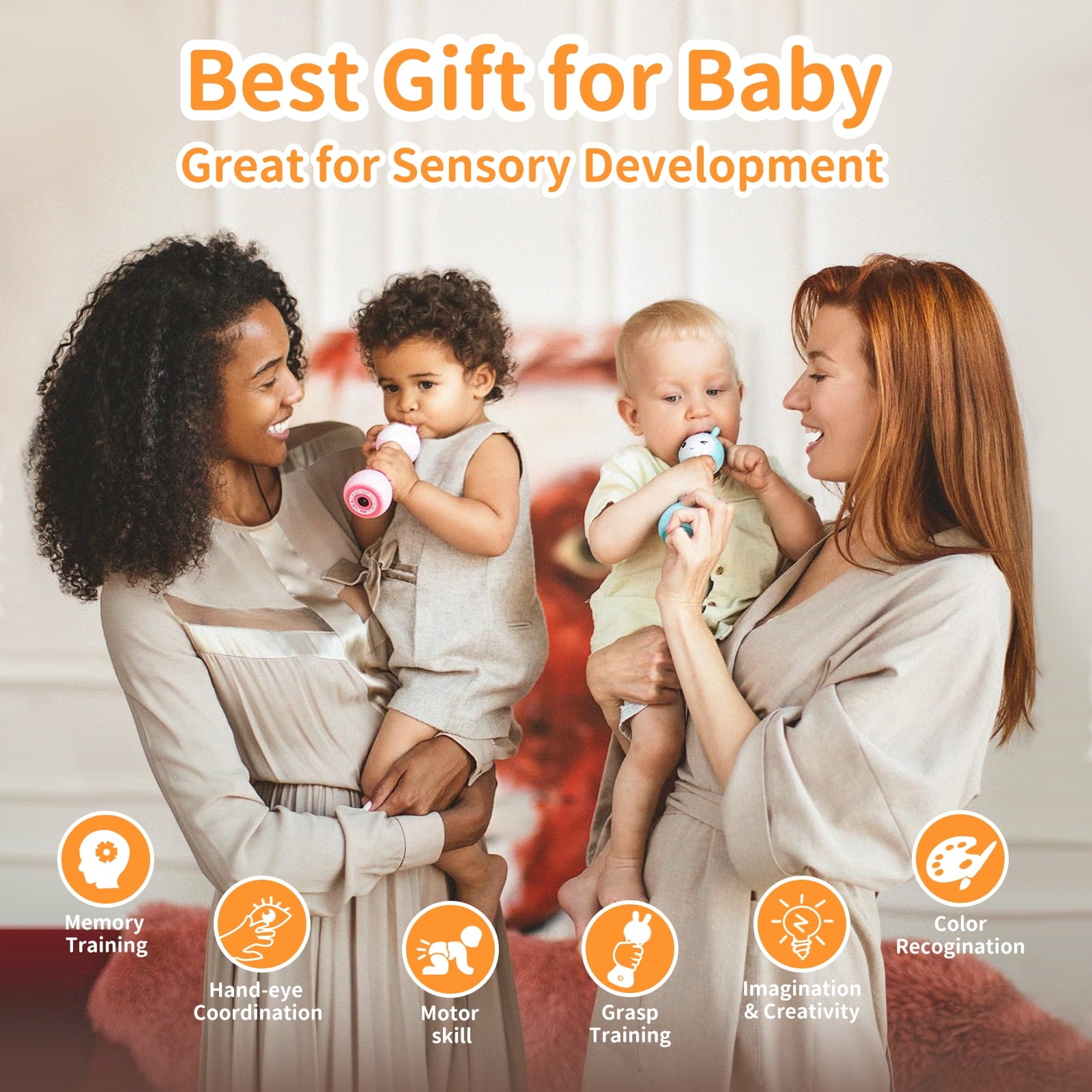 alilo Smarty Bunny Baby Rattle - Infants Musical Light Up Toys for 0-24 Months - Nursery Rhymes, Stories, White Noise, and Colour Recognition - Newborn Gift