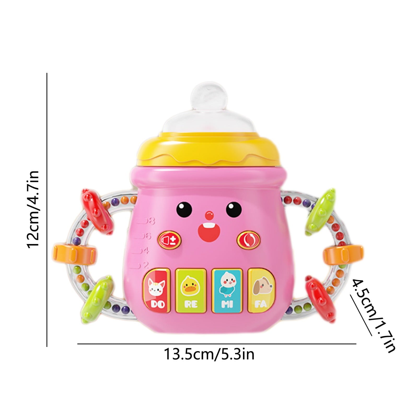 Baby Bottle Toy,Toy Baby Bottle,Sensory Soothing Bottle Rattle With Light And Music Teether Toy For Early Learning And Calming Play,Baby Musical Toy,Cute Baby Bottle Learning(Pink)
