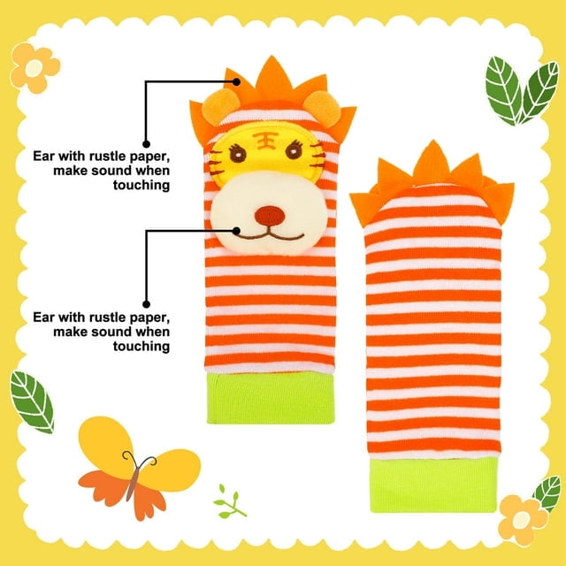 5Pcs Baby Rattle Toy Sensory Wrist Rattle Foot Finder Socks Set, Newborn Soft Toy for Babies 0-6 Months Infant Baby Gift 6-12 Months