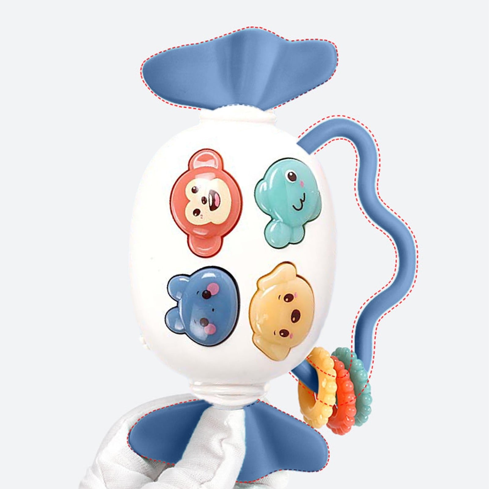 Infant Rattle Toy with Music Food Grade Silicone Teether Easy Grip Candy Shaker for Newborns Early Education Sensory Development Gift(Blue)