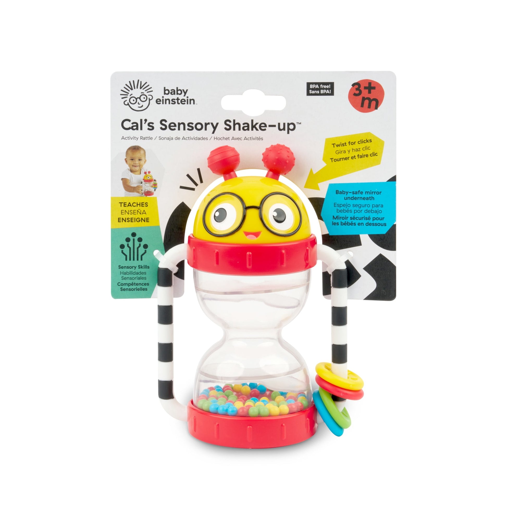 Baby Einstein Cal’s Sensory Shake-up Activity Rattle, Ages 3+ Months
