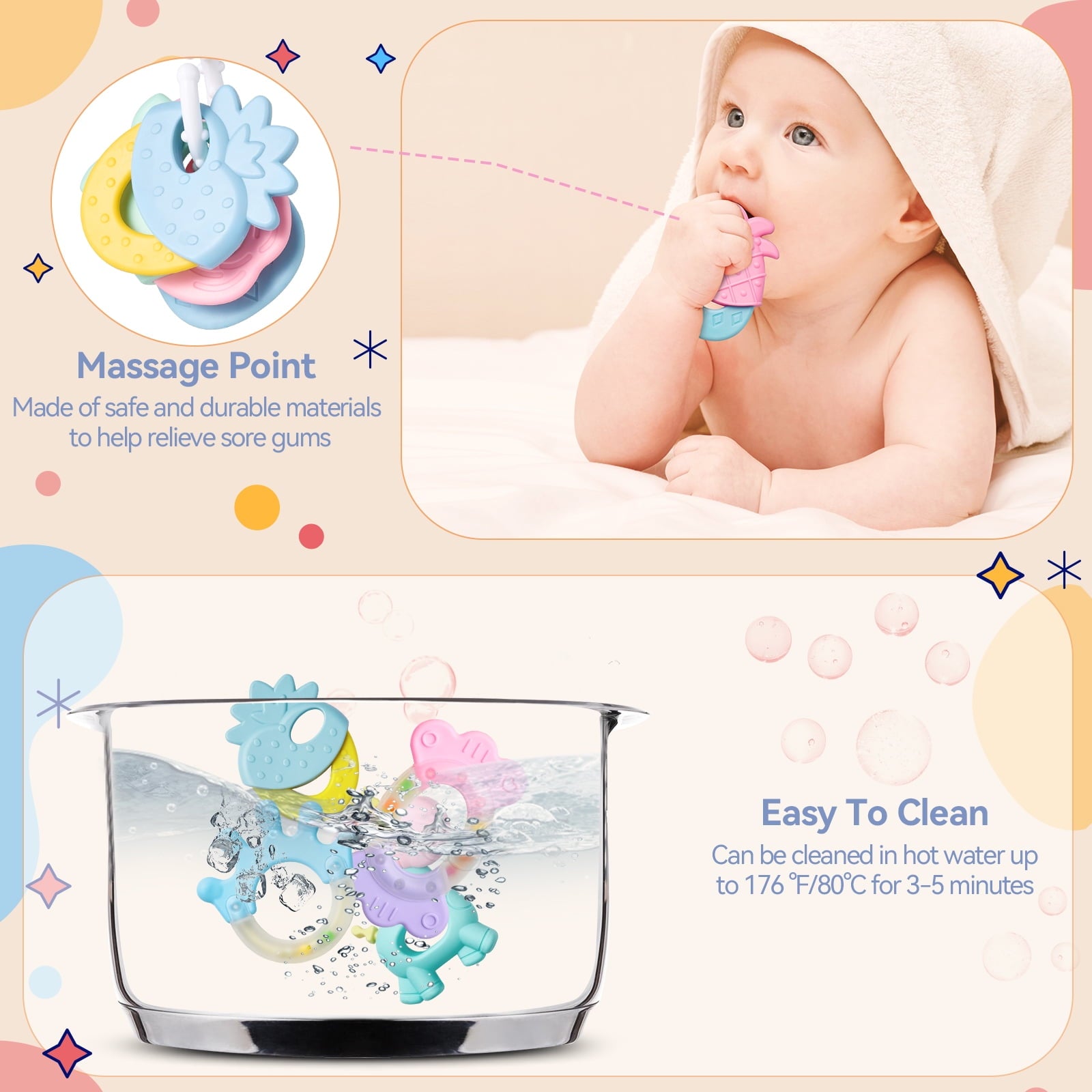 15PCS Baby Rattles 0-6 Months Baby Girl Boy Toys Infant Toys 6-12 Months Teething Toy 3-6 Months with Wrist&Ankle Rattles Newborn Toys Gifts 0-3 Months with Box