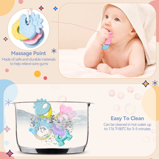 15PCS Baby Rattles 0-6 Months Baby Girl Boy Toys Infant Toys 6-12 Months Teething Toy 3-6 Months with Wrist&Ankle Rattles Newborn Toys Gifts 0-3 Months with Box