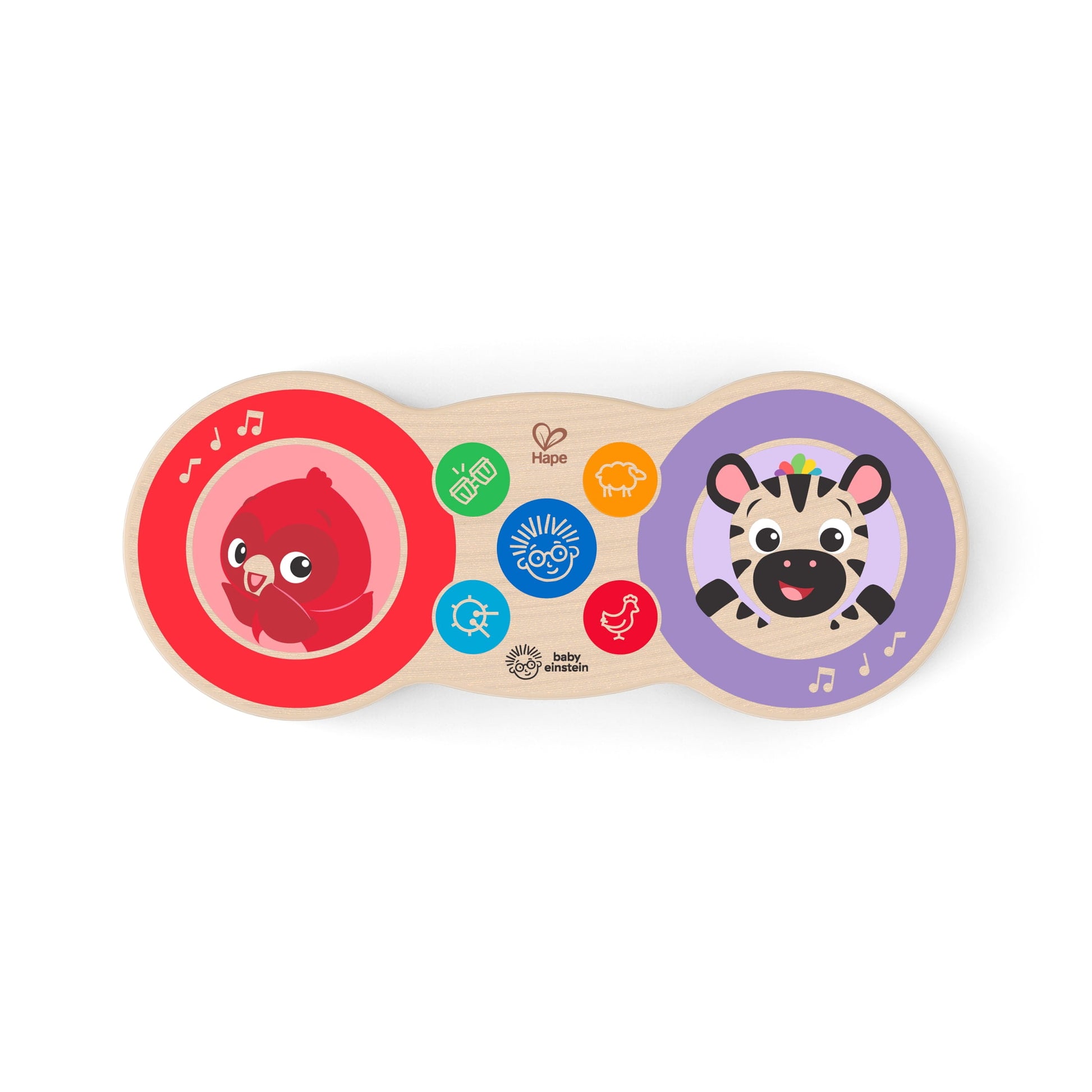 Baby Einstein & Hape Upbeat Tunes Magic Touch Wooden Drums​ Infant and Toddler Musical Toy, Unisex