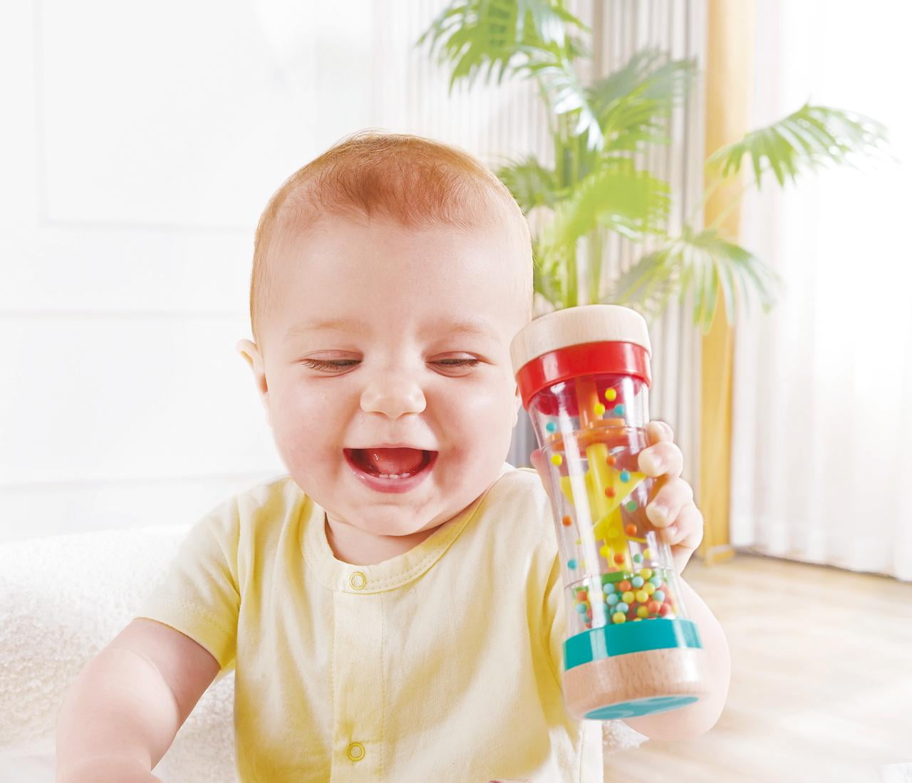 (2 pack) Hape Rainbow Stick Shake Beaded Raindrops, Infant Sensory Rattle Toy, Unisex Child Ages 0M+, Plastic