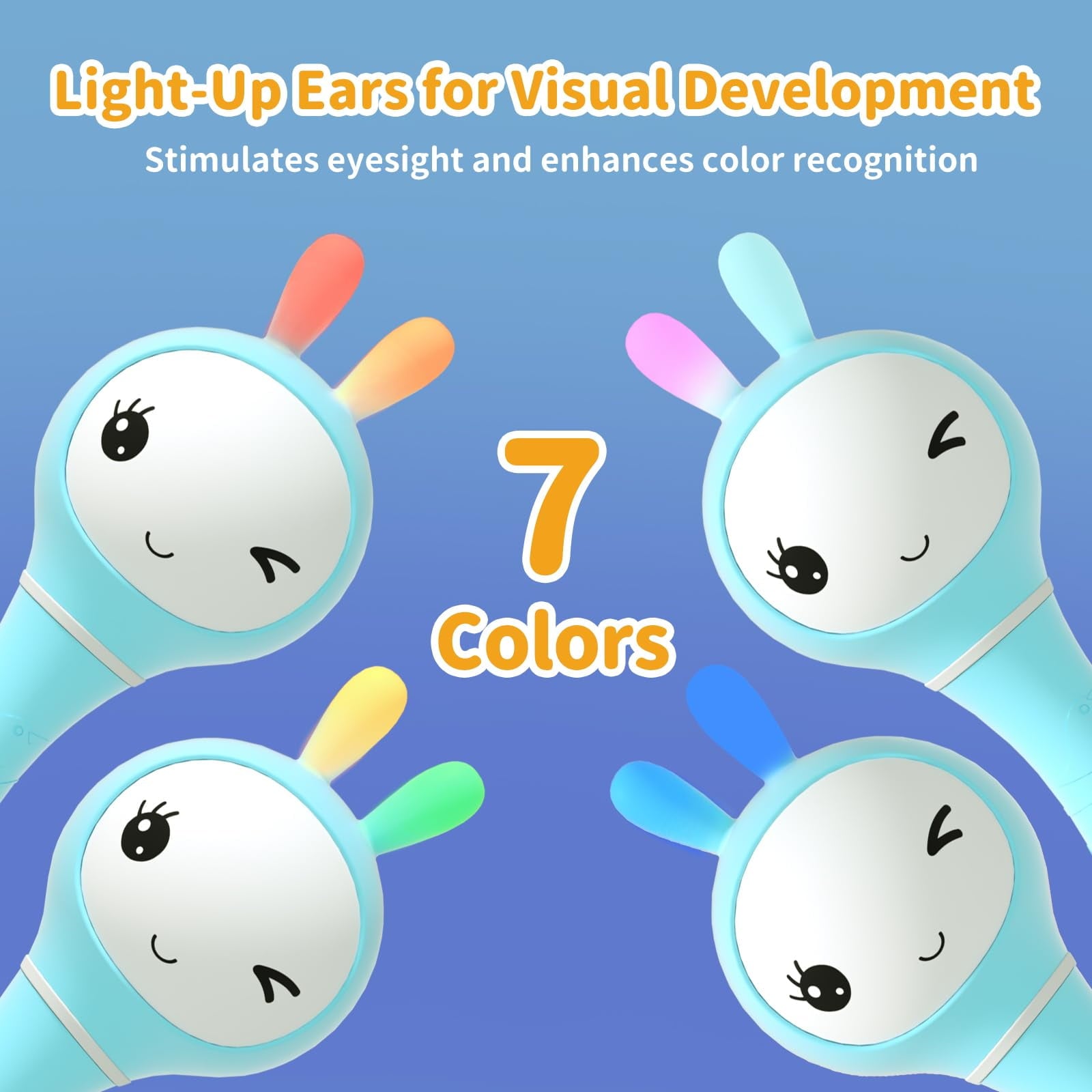 alilo Smarty Bunny Baby Rattle - Infants Musical Light Up Toys for 0-24 Months - Nursery Rhymes, Stories, White Noise, and Colour Recognition - Newborn Gift