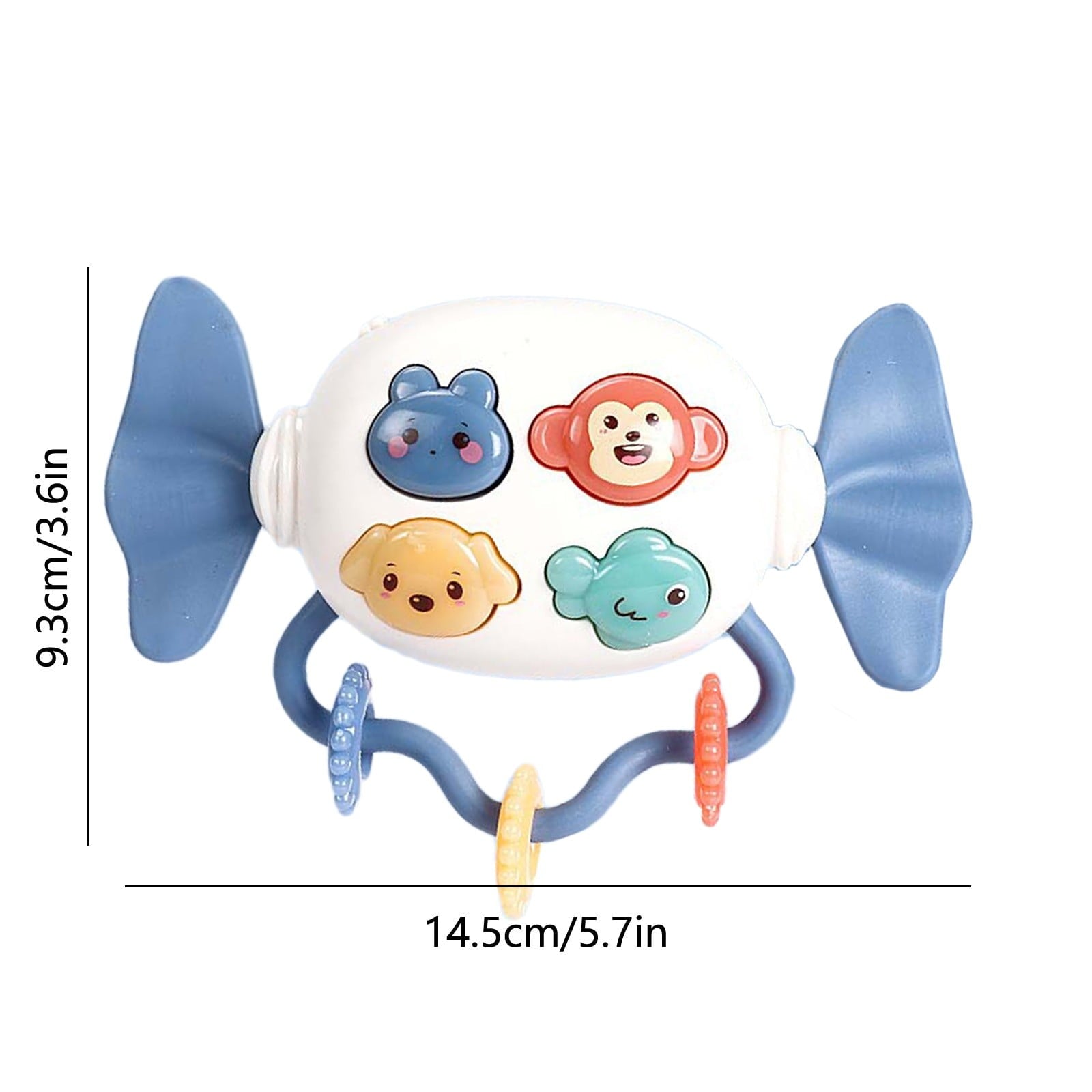 Infant Rattle Toy with Music Food Grade Silicone Teether Easy Grip Candy Shaker for Newborns Early Education Sensory Development Gift(Blue)