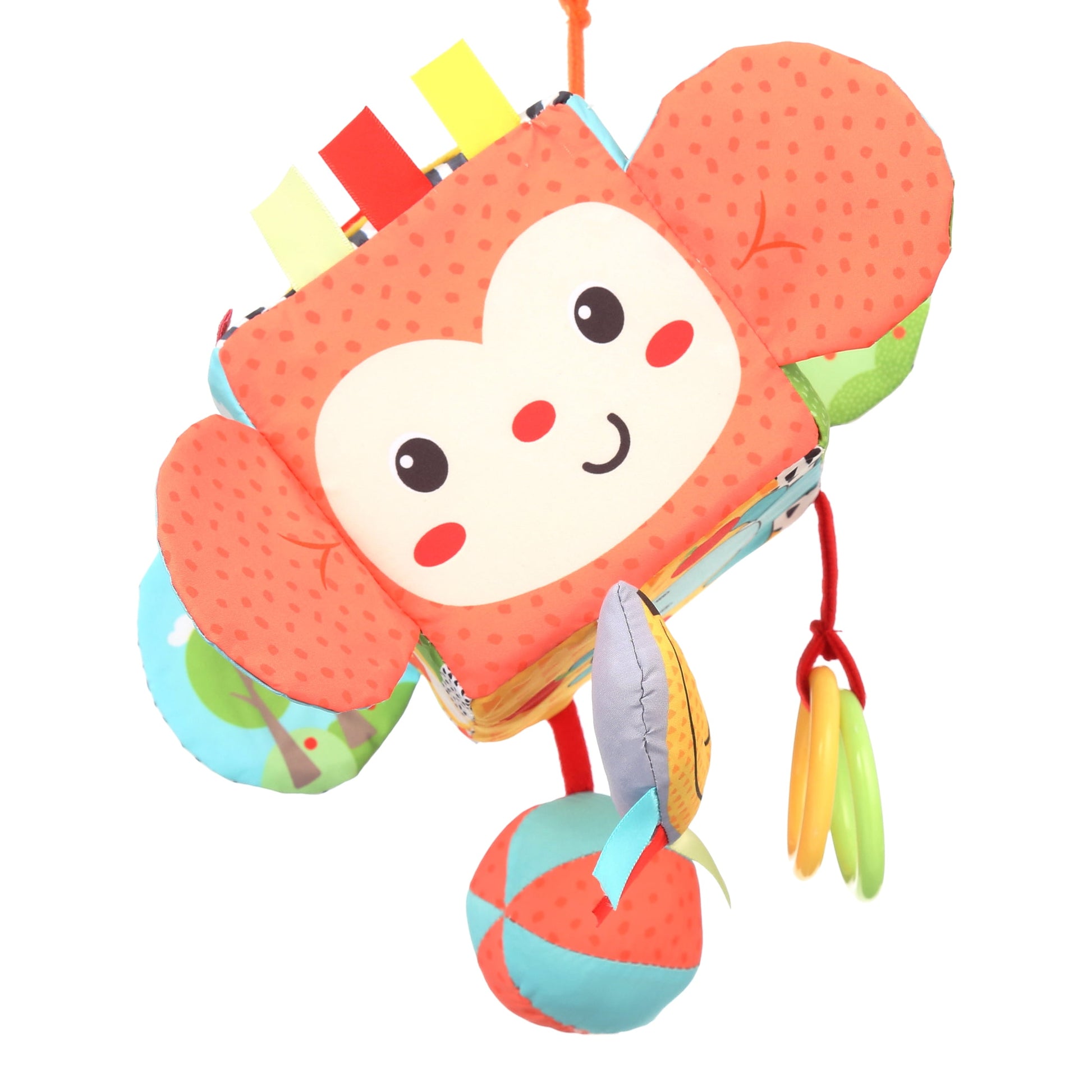 Infantino Big Top Discovery Cube with Clacker Rings, Plush Toy, Age Group 6-12 Months, Multicolor