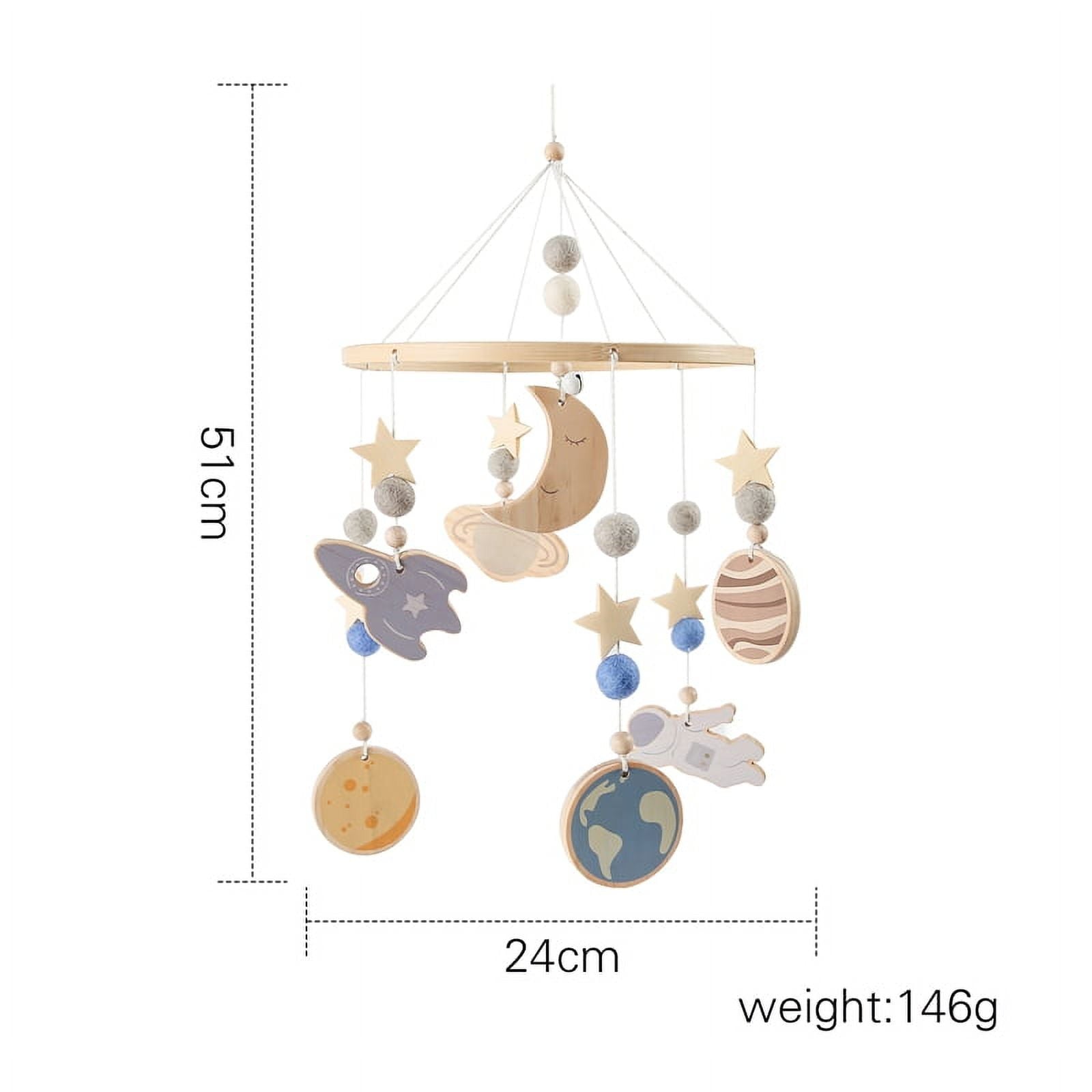 1Set Baby Mobile Rattles Toys0-12 Months Customizable Name Space Bed Bell Room Decor Kids Musical Hanging Toy Birthday Gifts