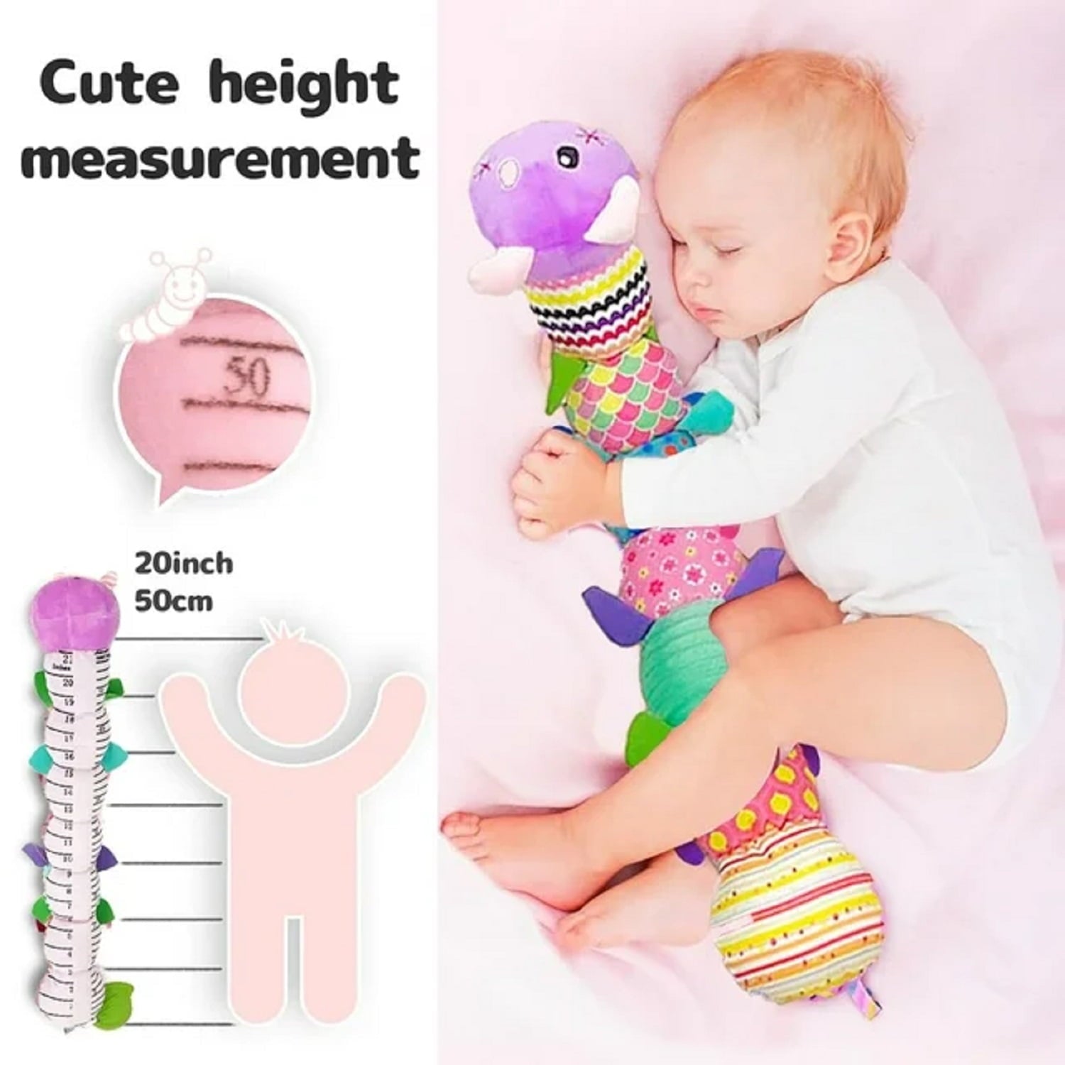 Adakot Baby Toys 0-6 Months, Musical Caterpillar Infant Toy with Multi-Sensory Crinkle, Rattle and Textures, Learning Activity Toys Gifts for Newborn 1 2 Year Old Boys Girls, Purple