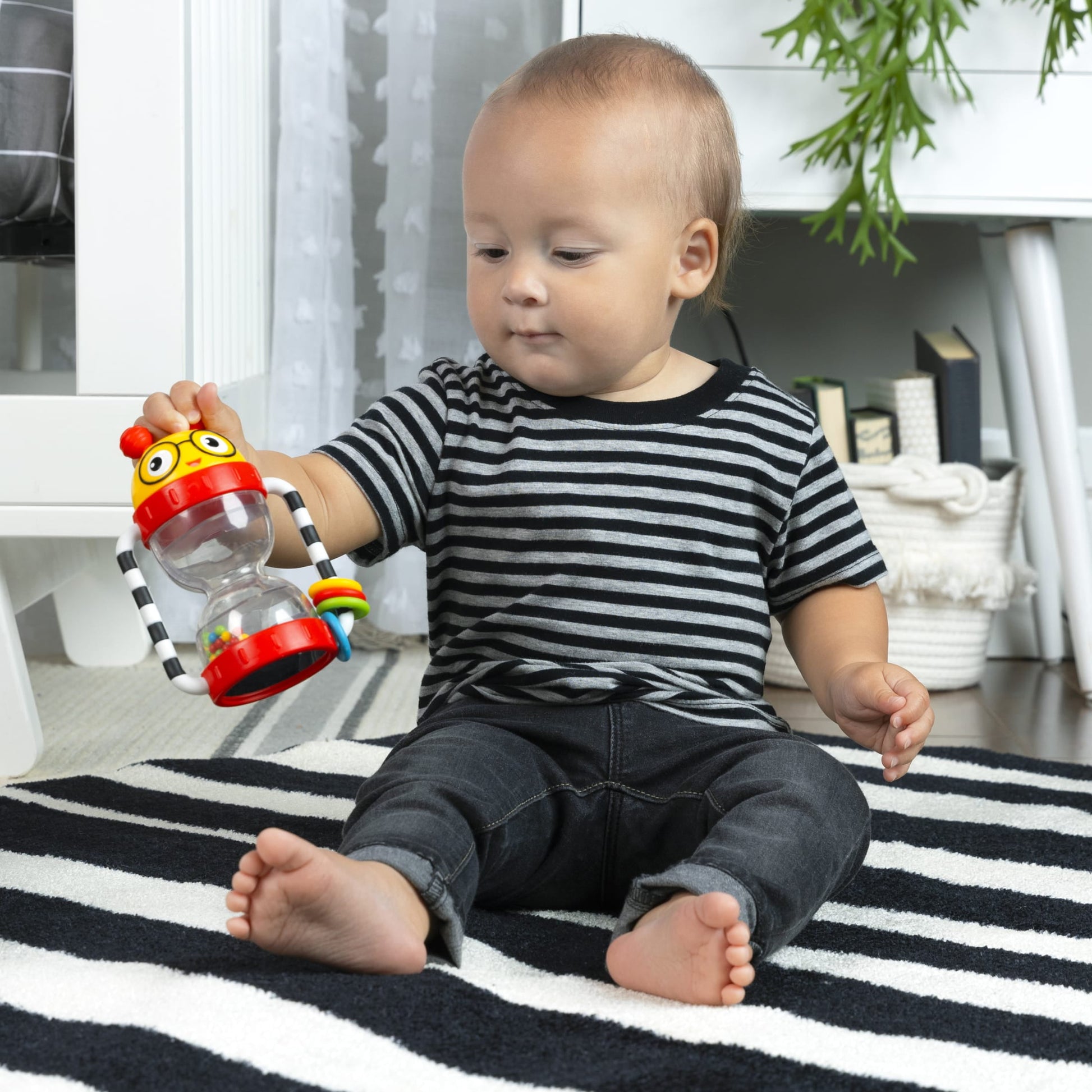 Baby Einstein Cal’s Sensory Shake-up Activity Rattle, Ages 3+ Months