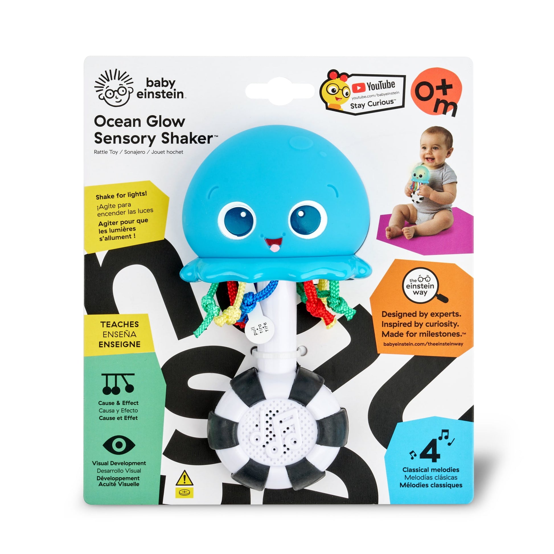 Baby Einstein Ocean Glow Sensory Shaker Musical Toy, Ages Newborn +