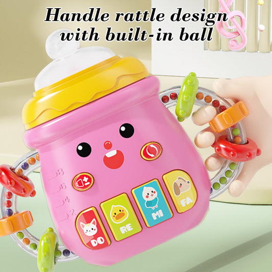 Baby Bottle Toy,Toy Baby Bottle,Sensory Soothing Bottle Rattle With Light And Music Teether Toy For Early Learning And Calming Play,Baby Musical Toy,Cute Baby Bottle Learning(Pink)