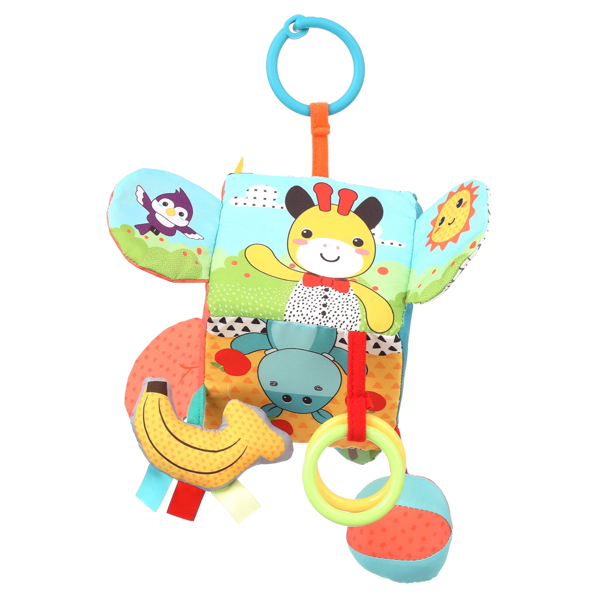 Infantino Big Top Discovery Cube with Clacker Rings, Plush Toy, Age Group 6-12 Months, Multicolor