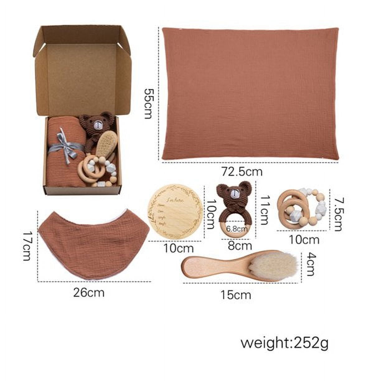 Mamimami Home Baby Care Newborn Set With Towel Bear Rattle Hair Brush 6PCS Brown