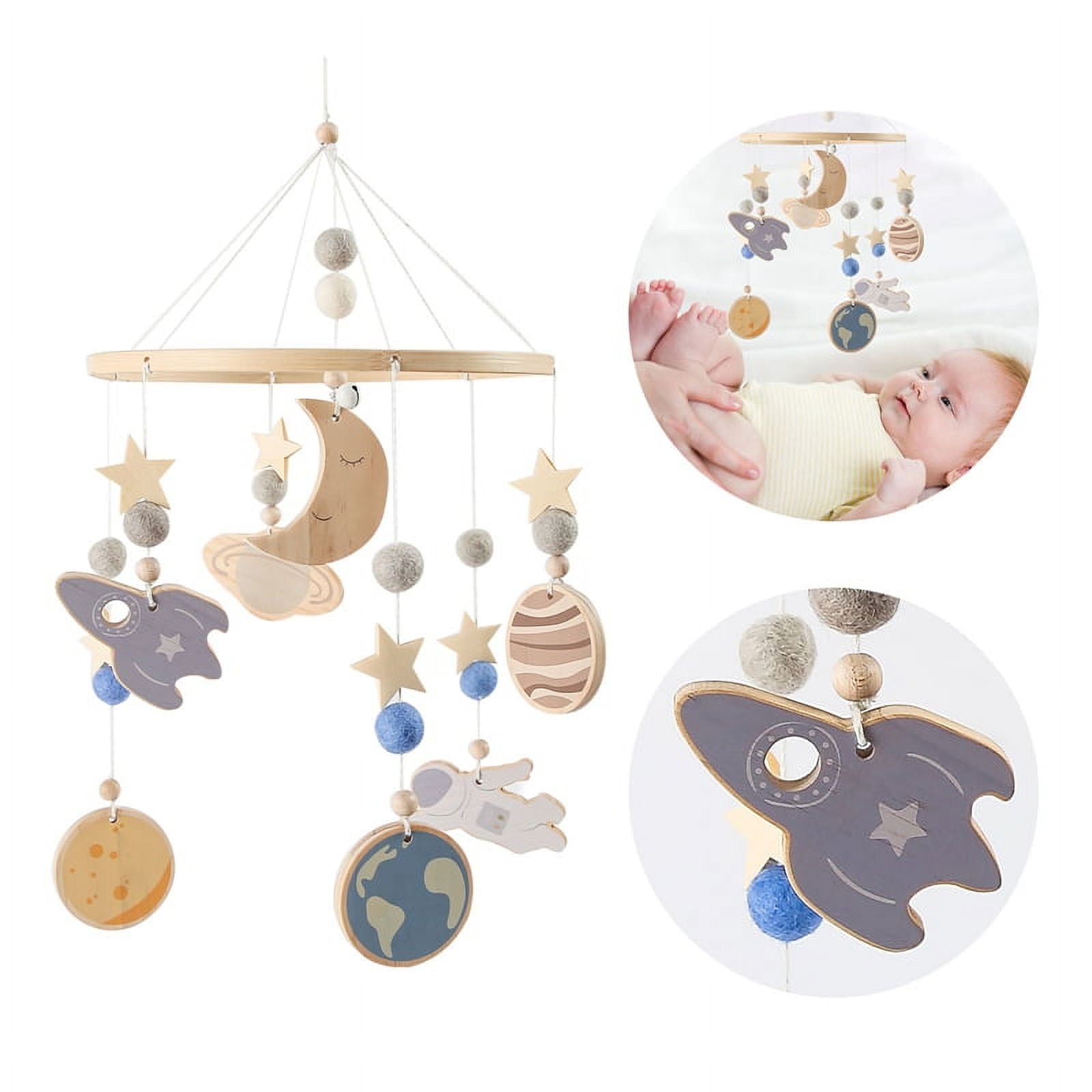 1Set Baby Mobile Rattles Toys0-12 Months Customizable Name Space Bed Bell Room Decor Kids Musical Hanging Toy Birthday Gifts