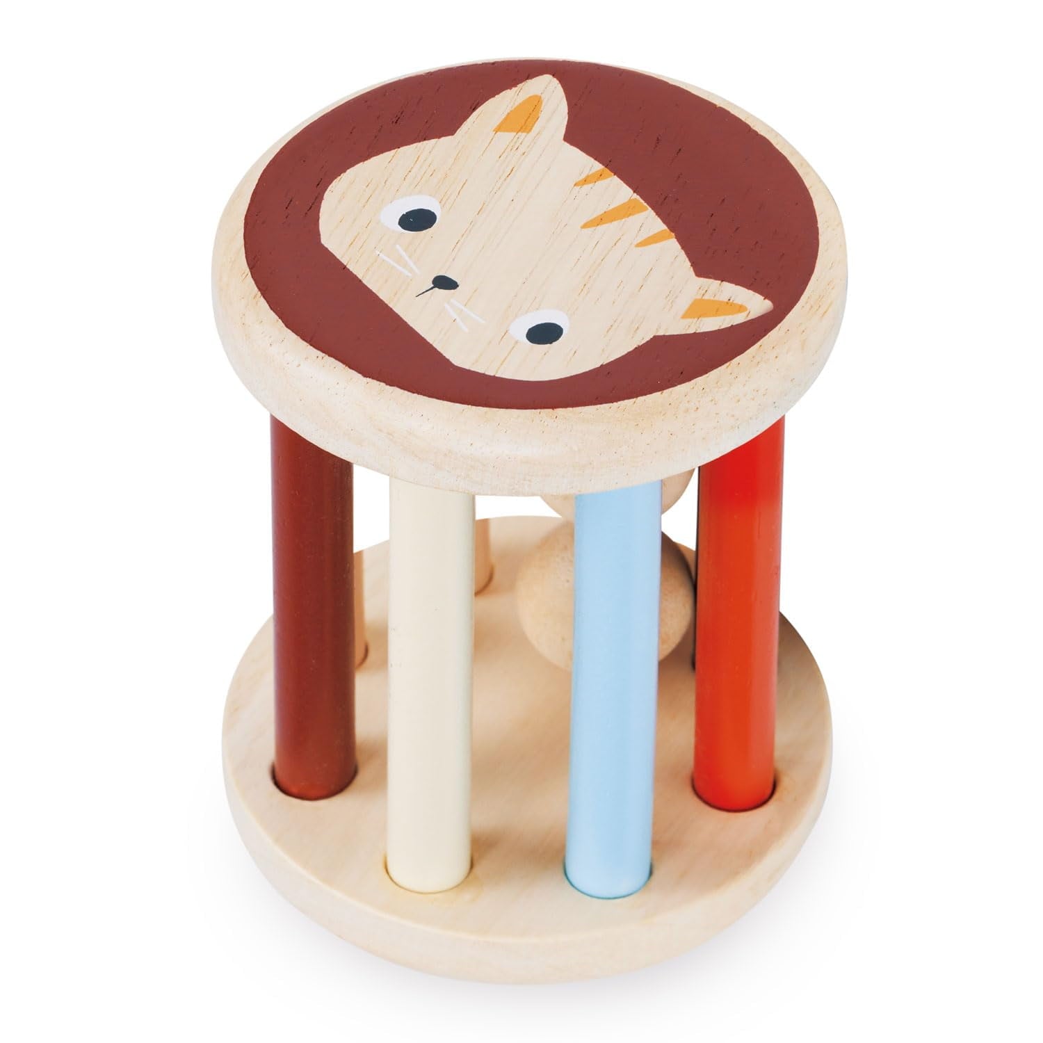 Mentari Toys - Rolling Kitten Rattle - Baby Sensory Toy, Baby First Toy, Baby Shower Gift - Age Birth+