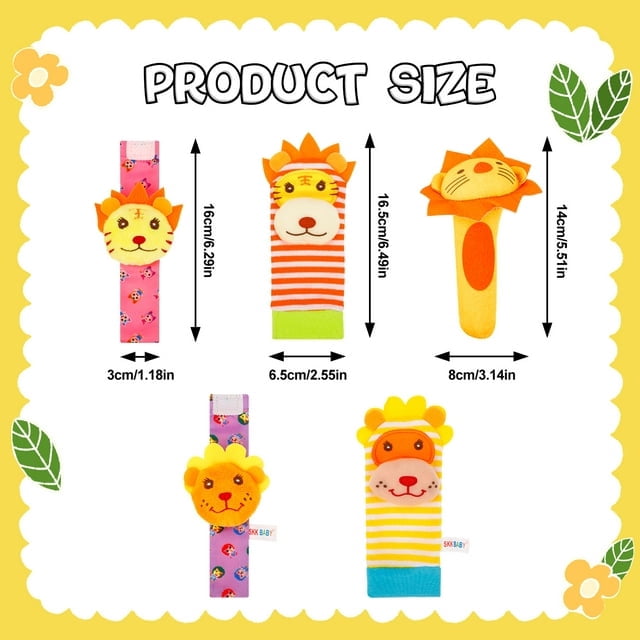 5Pcs Baby Rattle Toy Sensory Wrist Rattle Foot Finder Socks Set, Newborn Soft Toy for Babies 0-6 Months Infant Baby Gift 6-12 Months