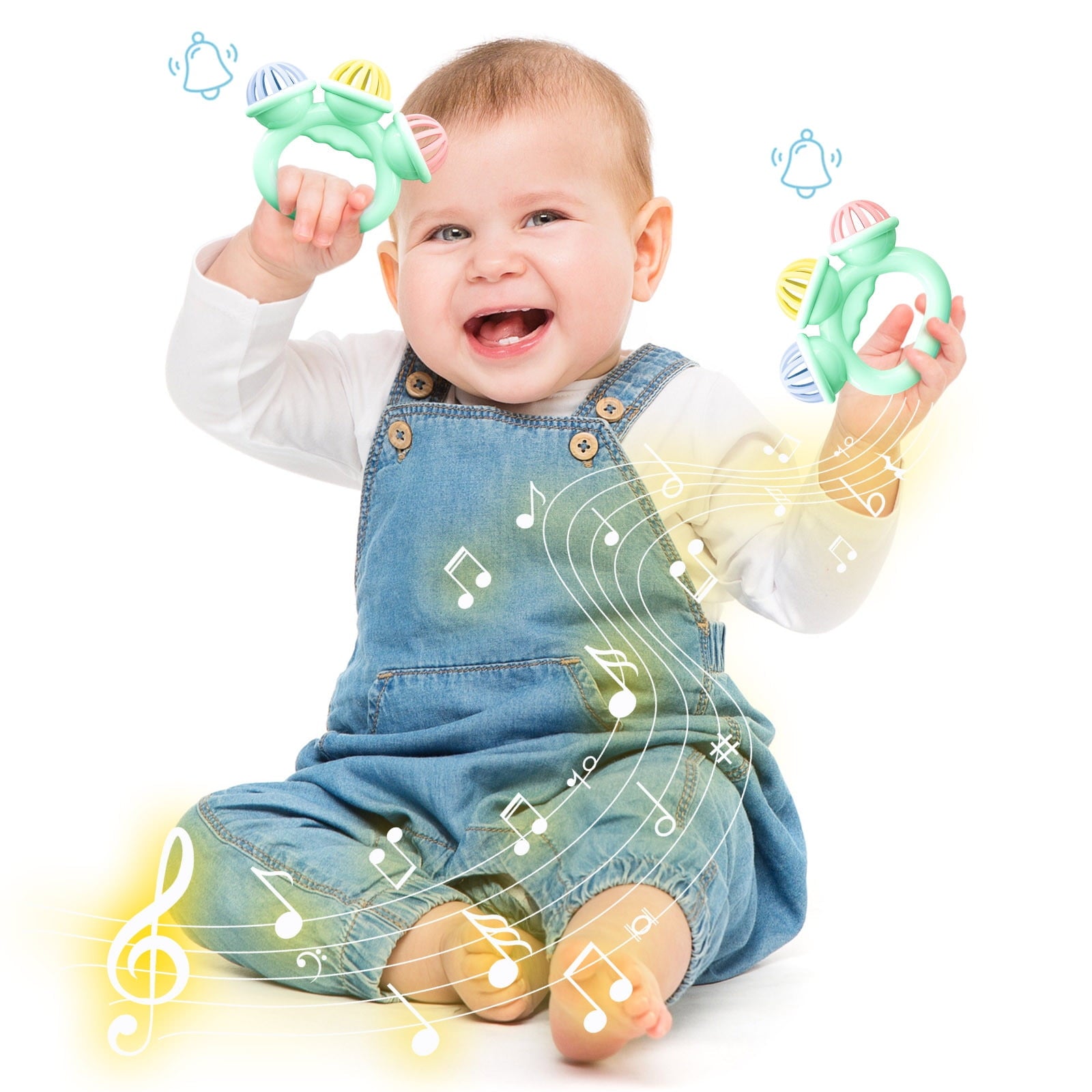 Luoshdecor Soothing Fun Toys Jingle Bells Rattles Toys Shaking Bells Small Jingle Music Instruments for Kids
