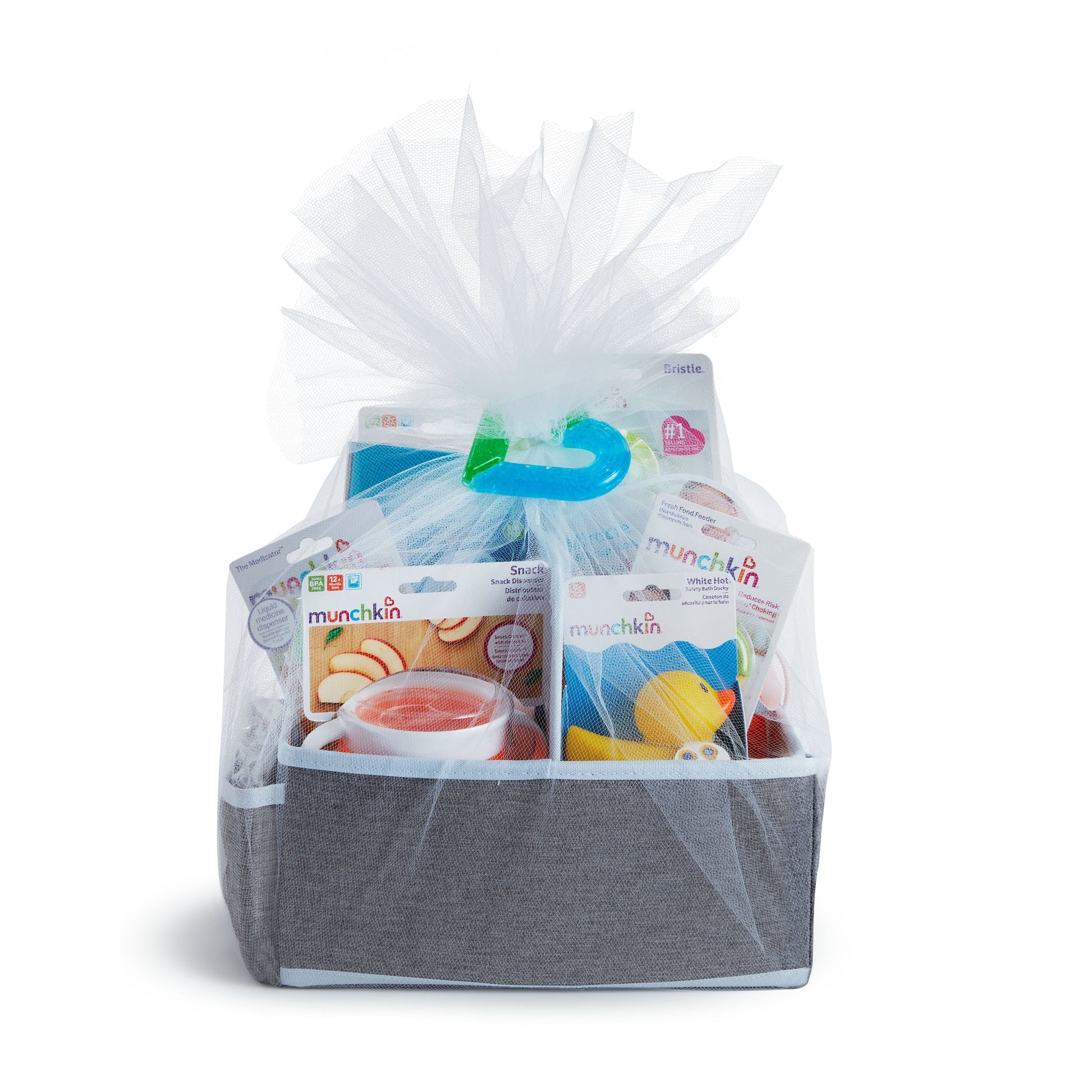 Munchkin® Hello Baby Gift Basket, Great for Baby Showers, Includes 12 Baby Products, Neutral, Unisex