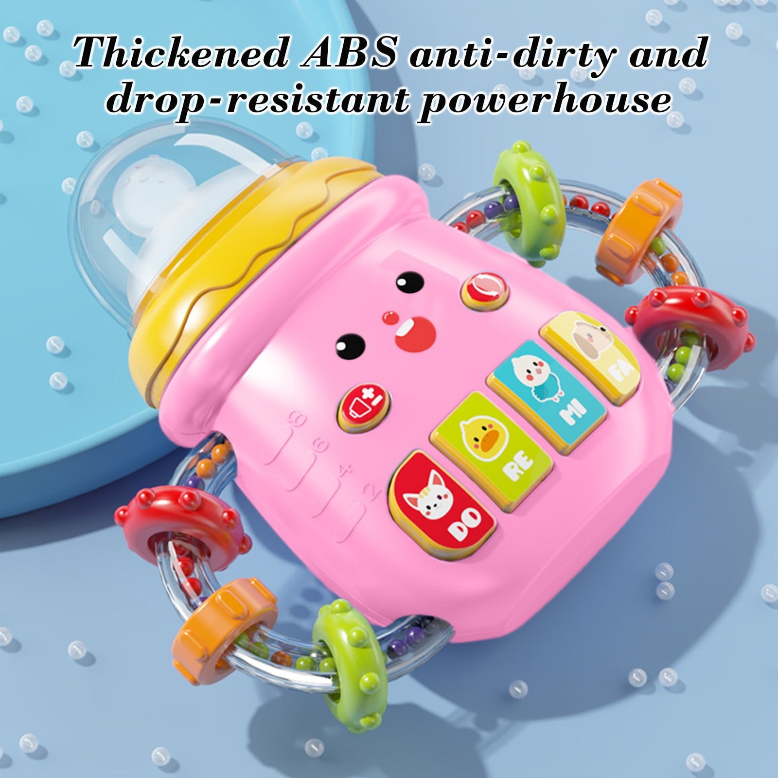 Baby Bottle Toy,Toy Baby Bottle,Sensory Soothing Bottle Rattle With Light And Music Teether Toy For Early Learning And Calming Play,Baby Musical Toy,Cute Baby Bottle Learning(Pink)