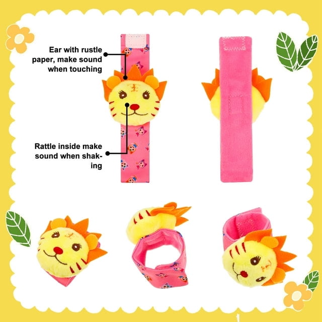 5Pcs Baby Rattle Toy Sensory Wrist Rattle Foot Finder Socks Set, Newborn Soft Toy for Babies 0-6 Months Infant Baby Gift 6-12 Months