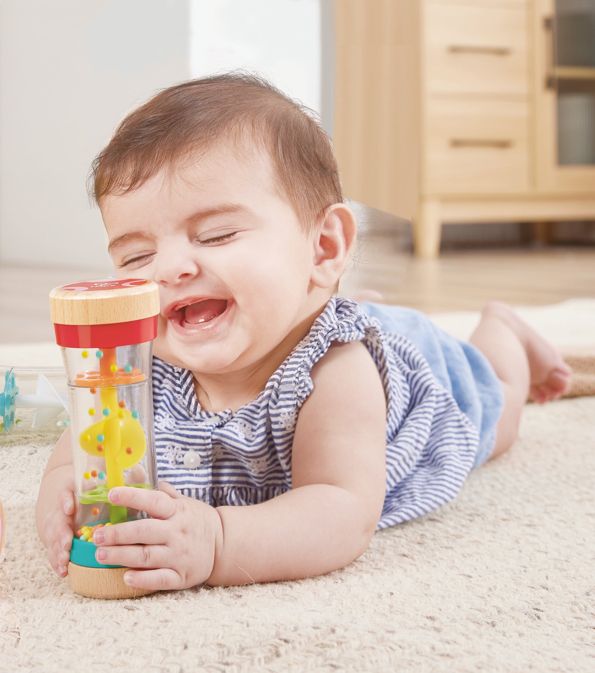 (2 pack) Hape Rainbow Stick Shake Beaded Raindrops, Infant Sensory Rattle Toy, Unisex Child Ages 0M+, Plastic