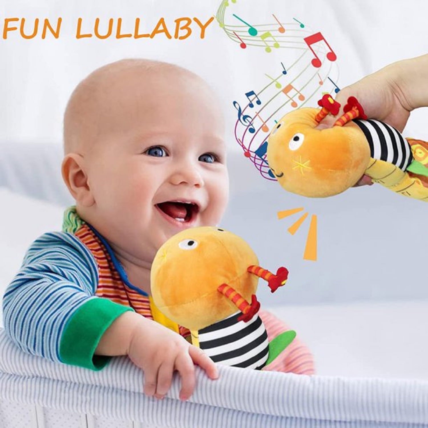 Adakot Baby Toys 6-12 Months, Musical Caterpillar Infant Toy with Multi-Sensory Crinkle, Rattle and Textures, Learning Activity Toys Gifts for Newborn 1 2 Year Old Boys Girls