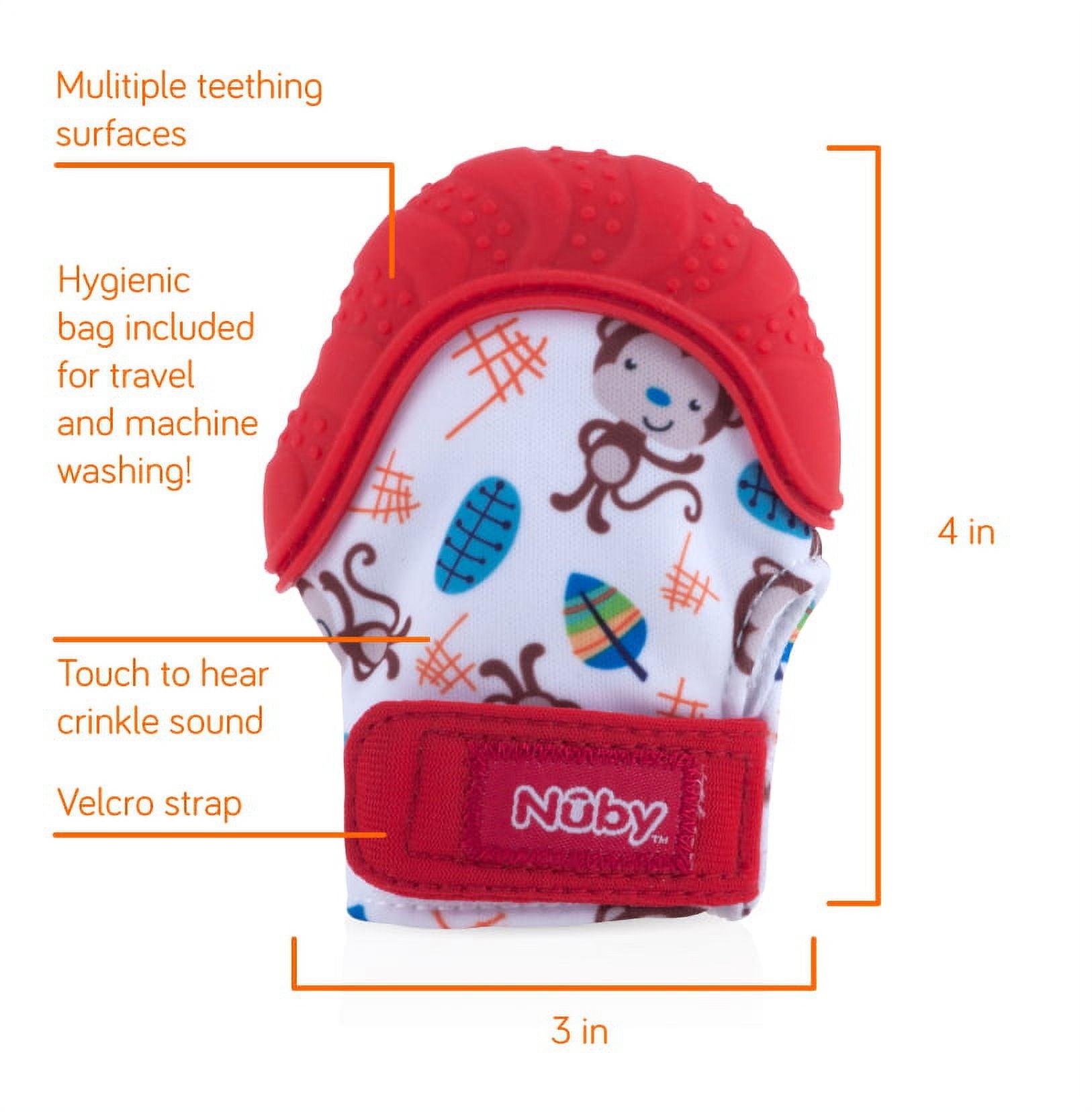 Nuby Baby Teething Mitten, Choose Character