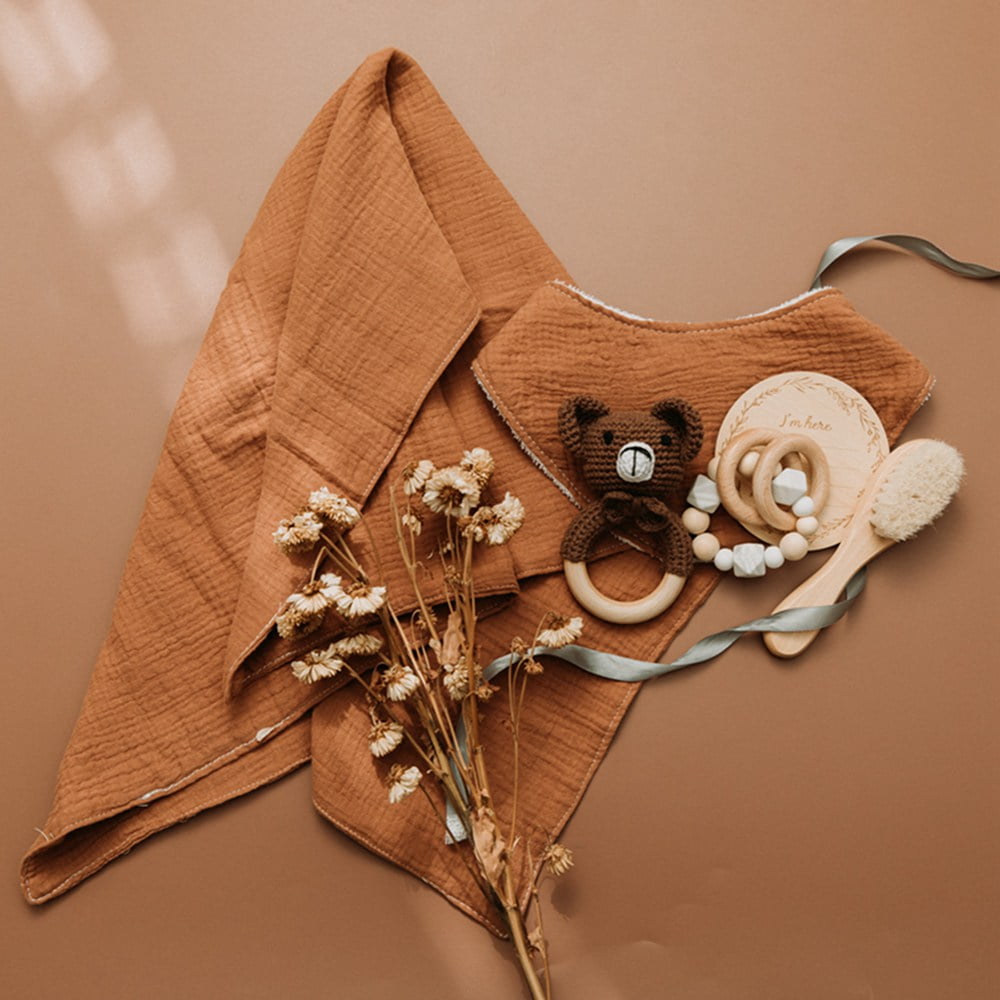 Mamimami Home Baby Care Newborn Set With Towel Bear Rattle Hair Brush 6PCS Brown