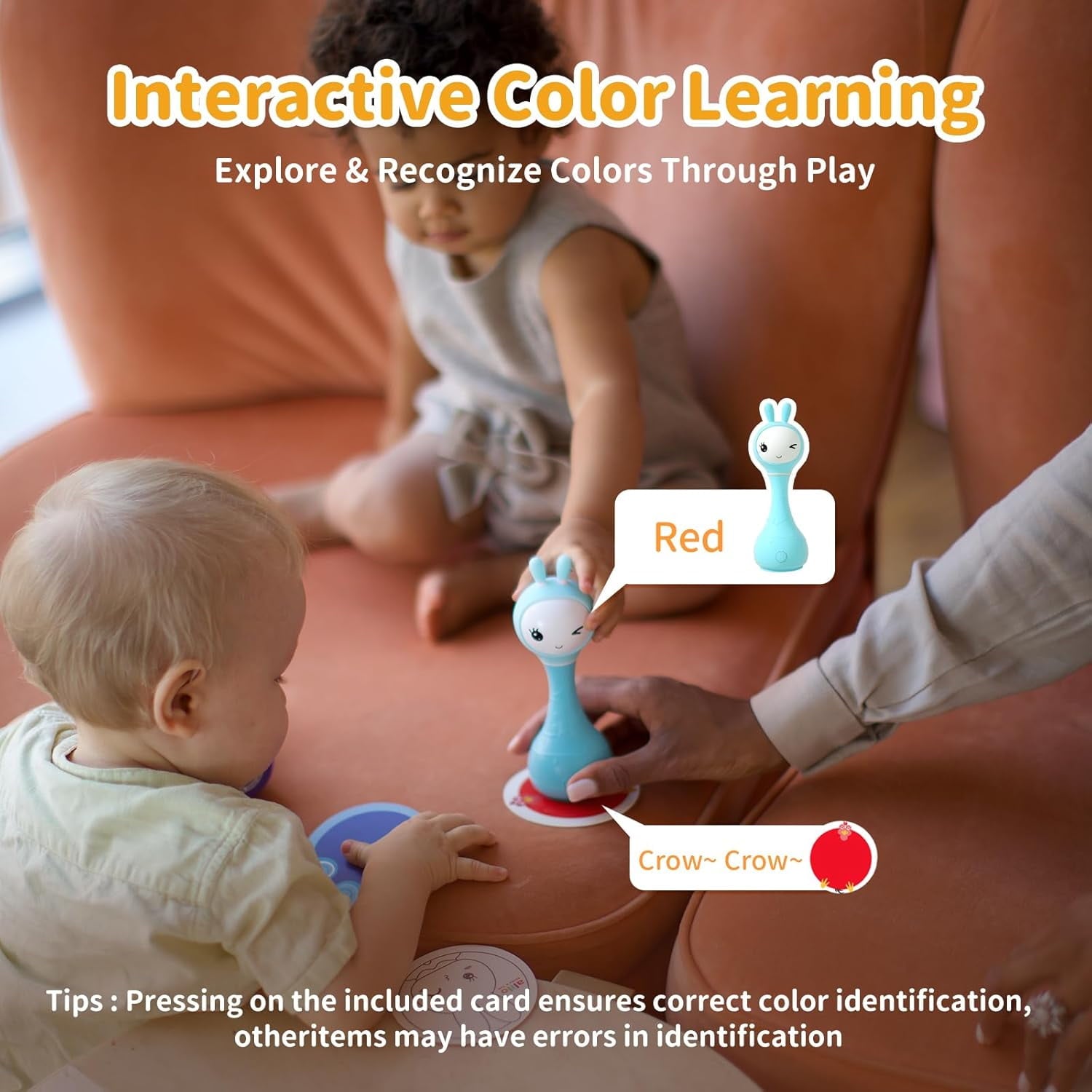 alilo Smarty Bunny Baby Rattle - Infants Musical Light Up Toys for 0-24 Months - Nursery Rhymes, Stories, White Noise, and Colour Recognition - Newborn Gift